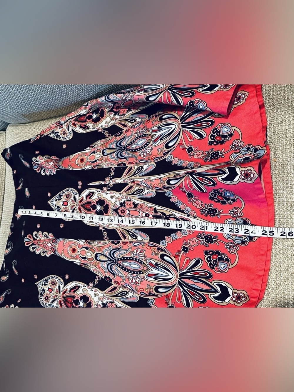 Lane Bryant Brown & Pink Paisley Circle Skirt Sz 14,Whimsigoth Swing era 50s - Picture 6 of 6